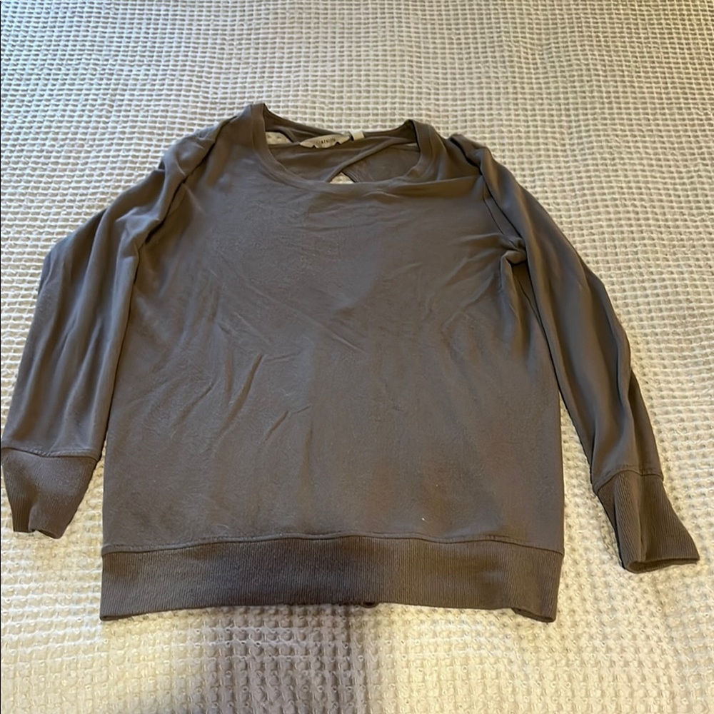 Athleta crisscross open back. Size small. Super soft sweatshirt. Gray